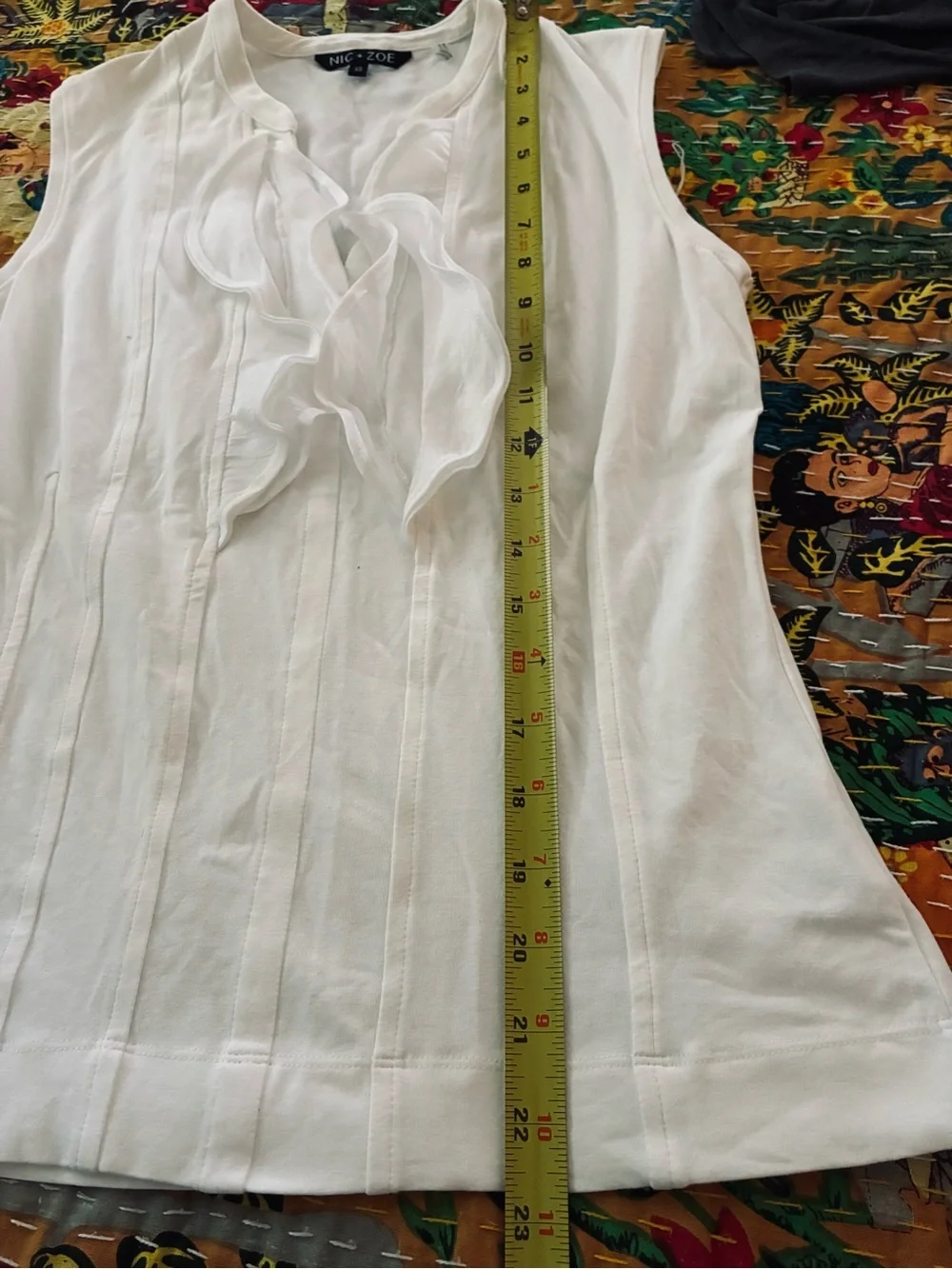 NIC+ZOE White Sleeveless Ruffle-Front Knit Top - Picture 4 of 8